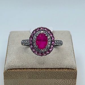 Bomb Party Ring THIS IS THE ONE RBP6858 Pink Sapphire/Genuine Quartz/Hematite